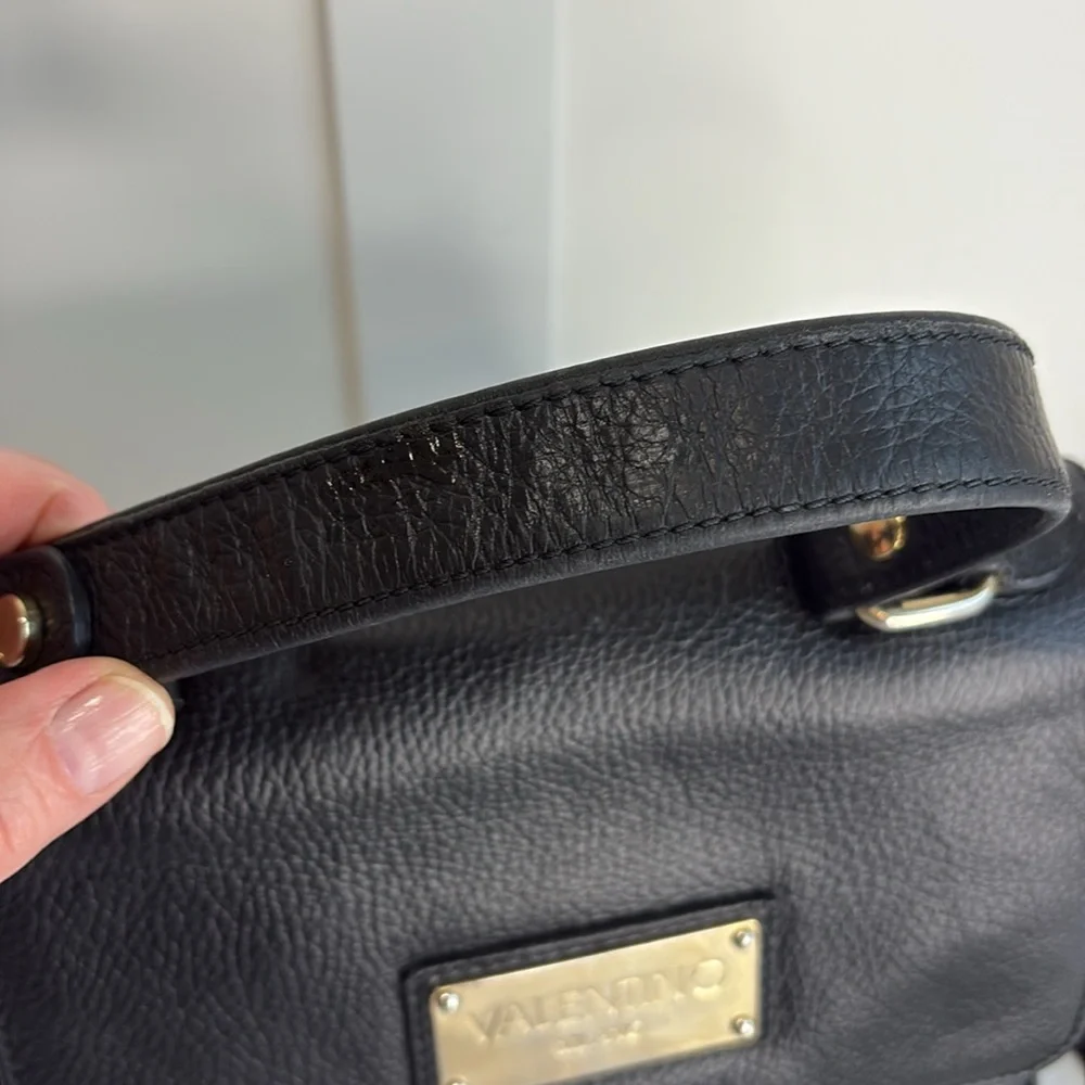 Valentino Amelie Black Leather Handbag
